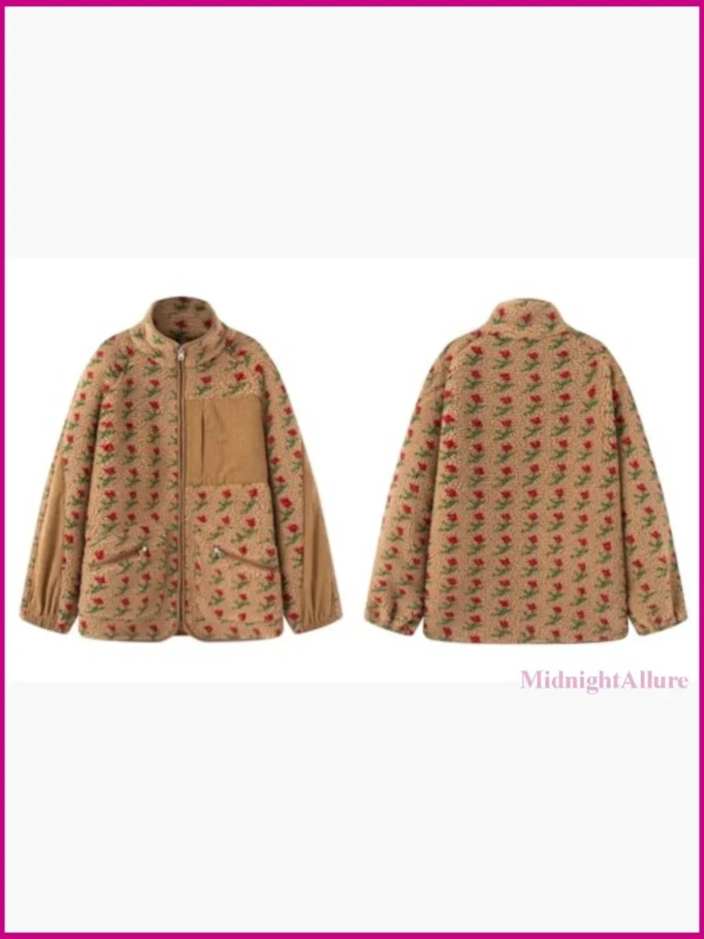 Oversized Faux Fur Sherpa Fleece Jacket Winter Casual Zip Up - Picture 5 of 6